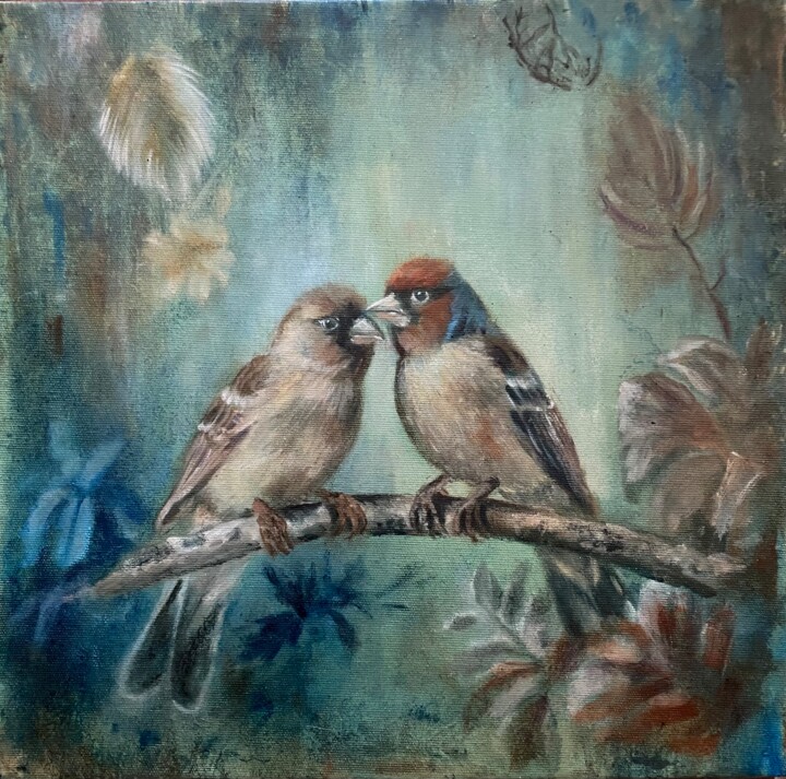 The Tenderness of Finches Tablo, 15,8x15,8 in