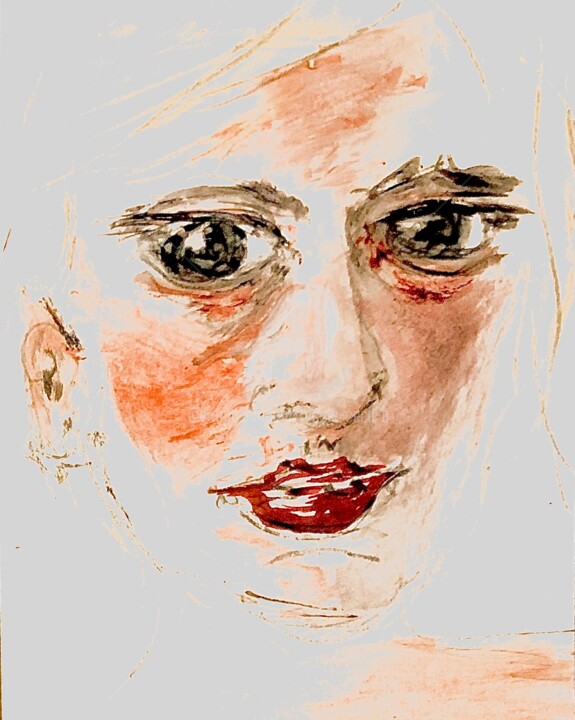 Painting titled "She" by Nicole Cecil B, Original Artwork, Watercolor