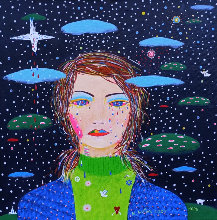Echoes Of The Cosmic Soul 绘画, 15.8x15.8 in