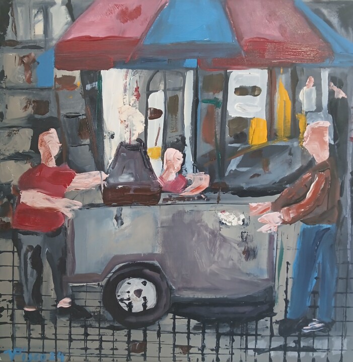 Vendedores de castanhas: Évora 绘画, 19.7x19.7 in