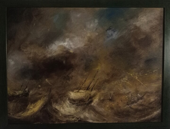 Inspiré de Claes Claesz, Ships in a Storm Tablo, 23,6x31,5 in