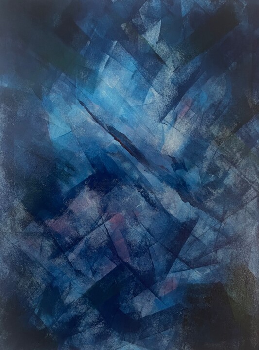 "Éther Bleu : Voyage Intérieur" 绘画, 31.5x23.6 in