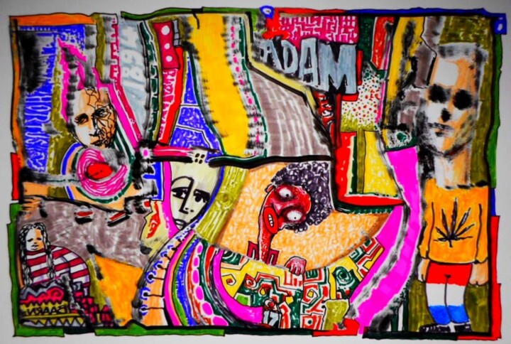 Picasso's spirit visiting Amsterdam/The Netherlands - 1993 图画, 7.9x11.8 in