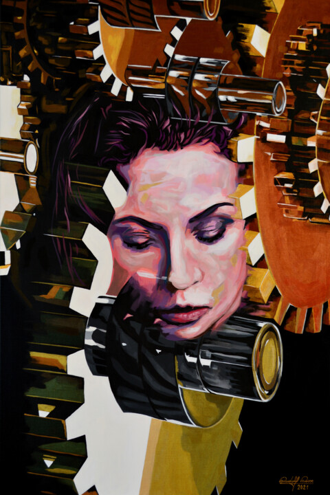 Malerei mit dem Titel "Zeitgeist" von Rudolf Rox, Original-Kunstwerk, Acryl
