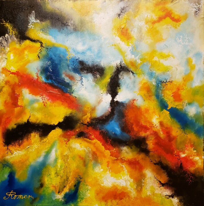 Sun Rise from 40000 feet, 绘画, 30.1x30.1 in