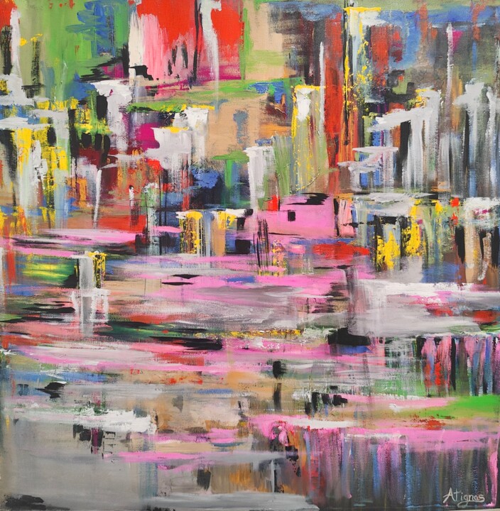Painting titled "Joyful pursuit" by Atignas Art, Original Artwork, Acrylic