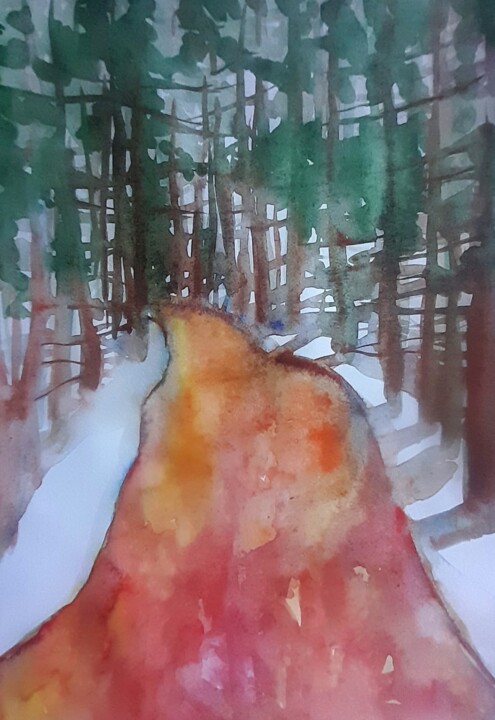 thaw in the forest 绘画, 16.5x11.7 in