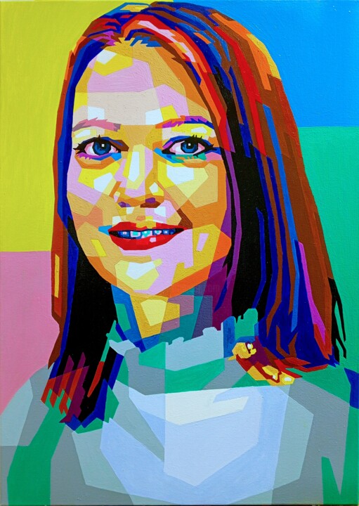 绘画 标题为“(Example) Portrait…” 由Анатолий Рабков, 原创艺术品, 丙烯 安装在木质担架架上