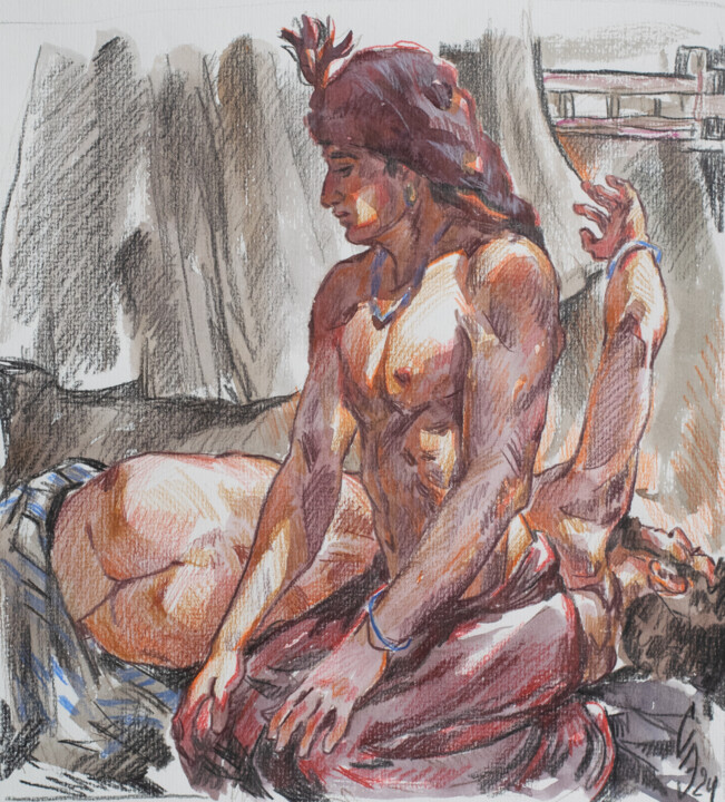 图画 标题为“In the tent” 由Sergey Sovkov, 原创艺术品, 水彩