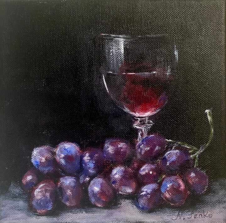 Grapes and Wine 2 绘画, 7.9x7.9 in