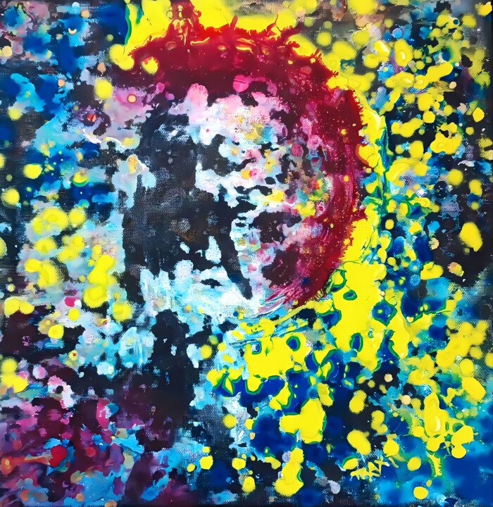 I Dreamed of Africa Abstract Acrylic Painting Tablo, 15,8x15,8 in
