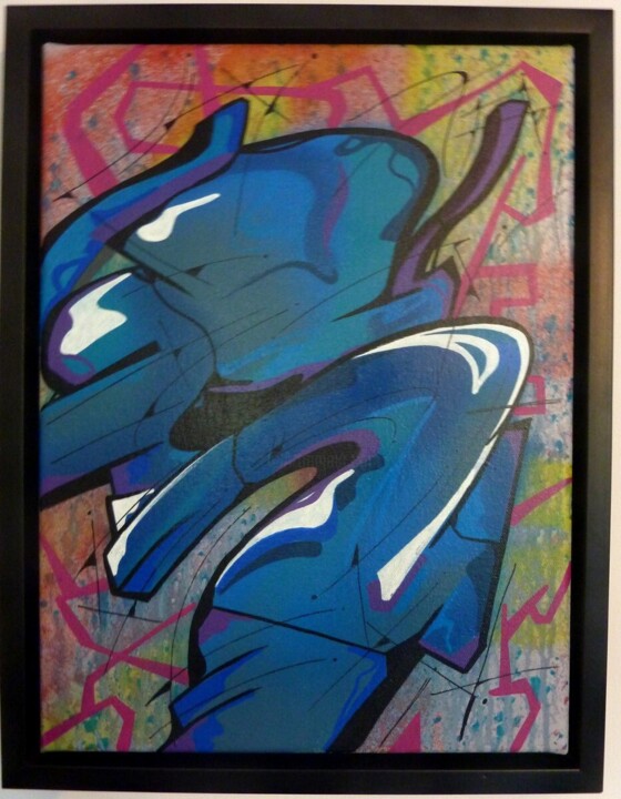 Peinture intitulée "Trace 2431" par Saname, Œuvre d'art originale, Bombe aérosol Monté sur Châssis en bois