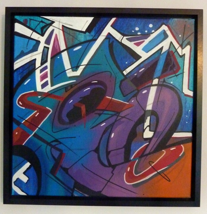Peinture intitulée "Trace 2432" par Saname, Œuvre d'art originale, Bombe aérosol Monté sur Châssis en bois