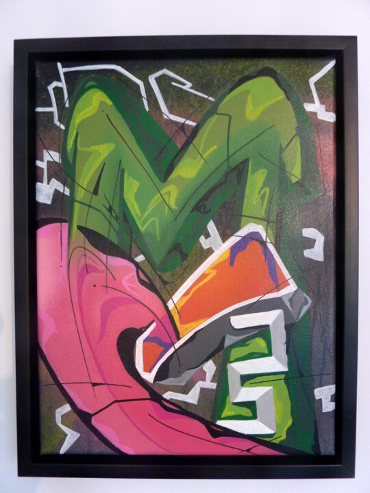 Peinture intitulée "Trace 2433" par Saname, Œuvre d'art originale, Bombe aérosol Monté sur Châssis en bois