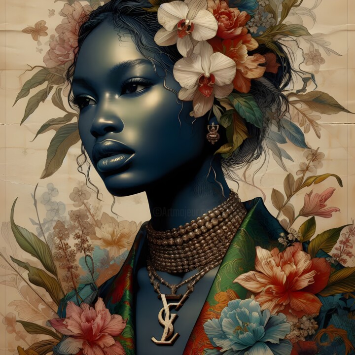 Digitale Kunst getiteld "Tapisserie femme de…" door Artkdr, Origineel Kunstwerk, AI gegenereerde afbeelding