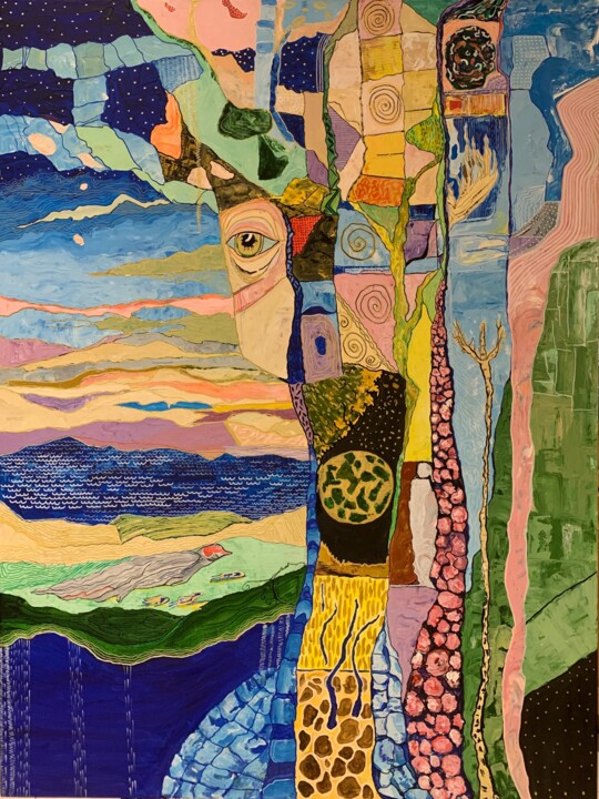 Twilight Whispers of the Patchwork Grove Painting, 48x35.8 in