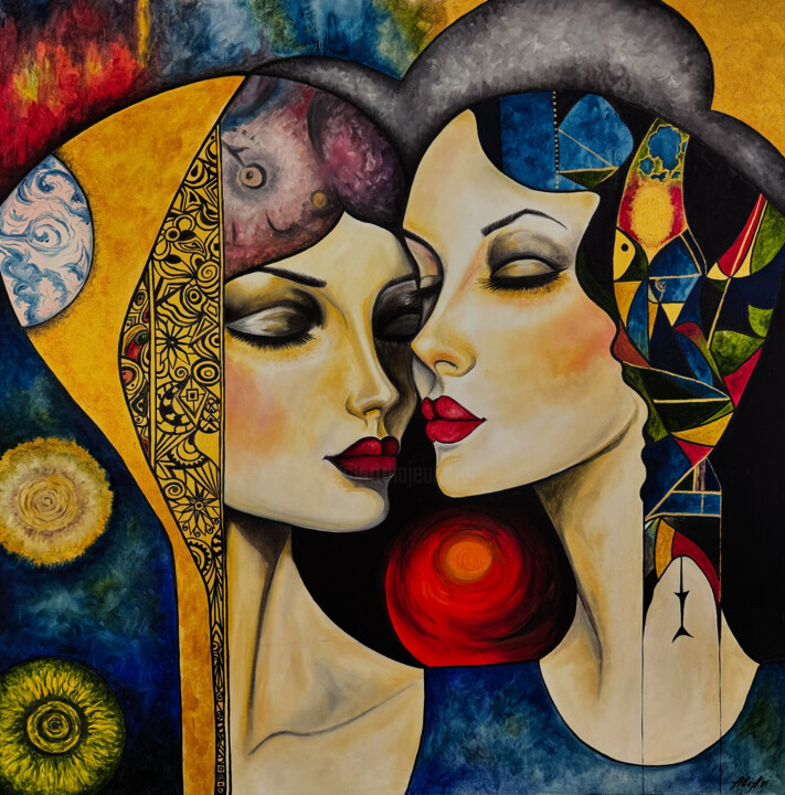 "Harmony of Contradictions" 绘画, 39.4x39.4 in