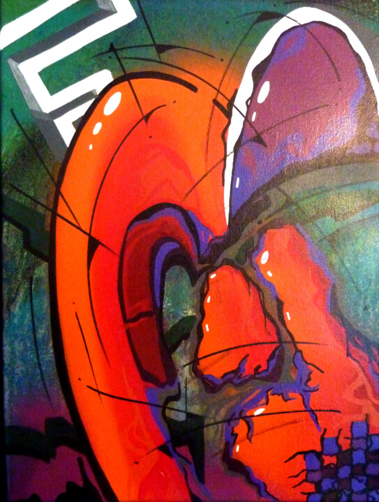 Peinture intitulée "Trace 2434" par Saname, Œuvre d'art originale, Bombe aérosol Monté sur Châssis en bois