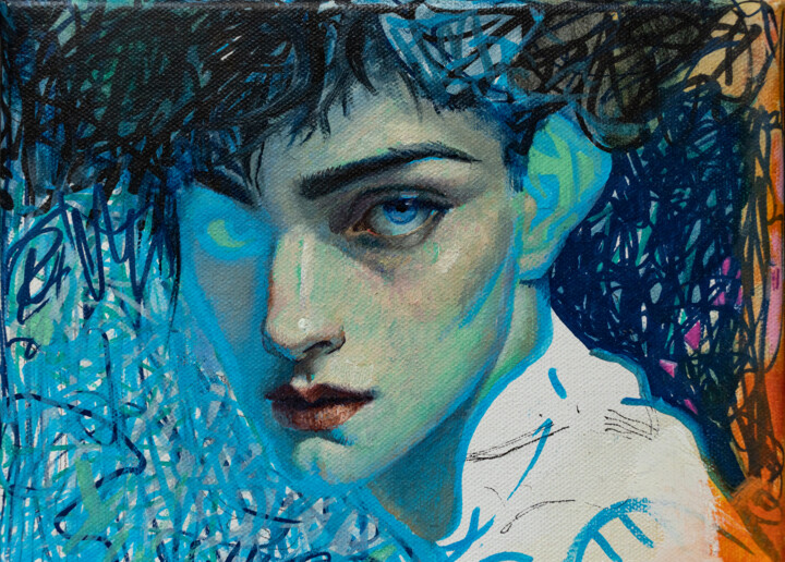 portrait du poète 绘画, 7.9x9.8 in
