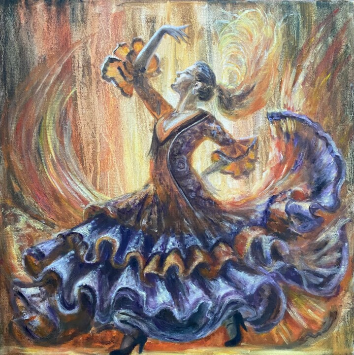 Flamenco Fire 绘画, 19.7x19.7 in