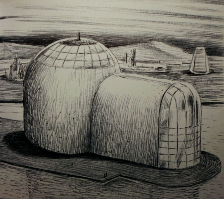 Abandoned glass factory 그림, 5.9x5.9 in