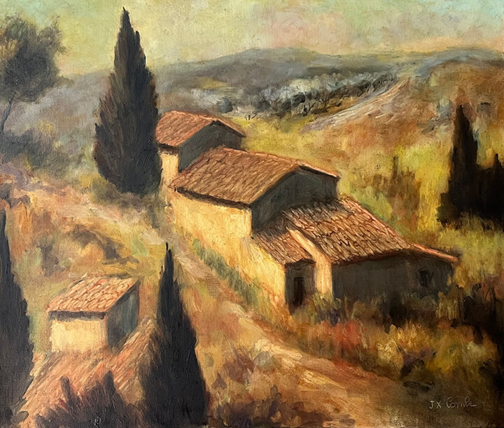 Mas près du Barroux. Pittura, 19,7x24 in