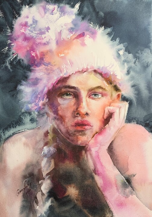 “Snow Maiden 24” 绘画, 13.8x9.8 in