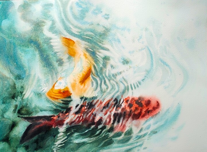 2 Carpes Koï Картина, 11,8x15,8 in