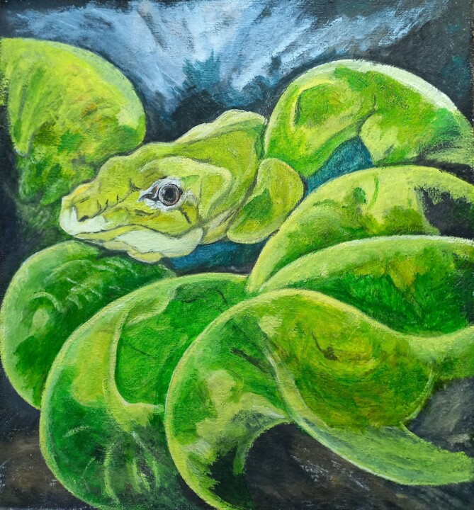 Символ Наступающего года 绘画, 17.7x18.1 in