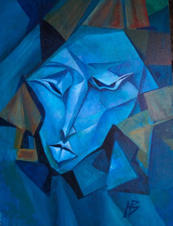 Blue Portrait. Handel. 绘画, 18.1x11.8 in
