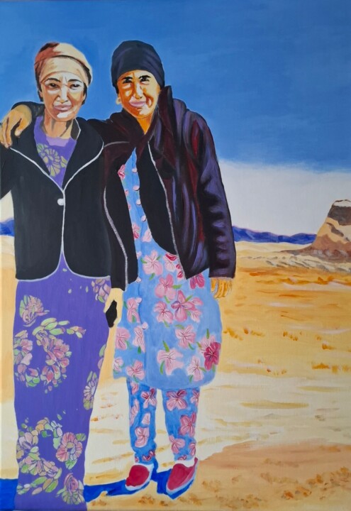 Turkmènes au désert du Karakapalstan 绘画, 36.2x25.6 in