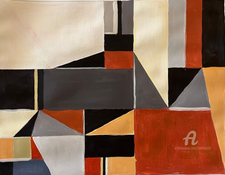 Painting titled "Structure mobile" by Kamspaint, Original Artwork, Acrylic