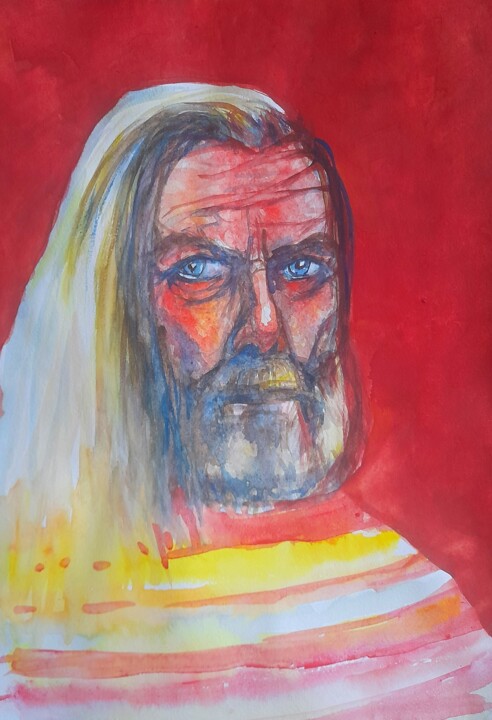 Schilderij getiteld "Man" door Alexey Zhucovsky, Origineel Kunstwerk, Aquarel