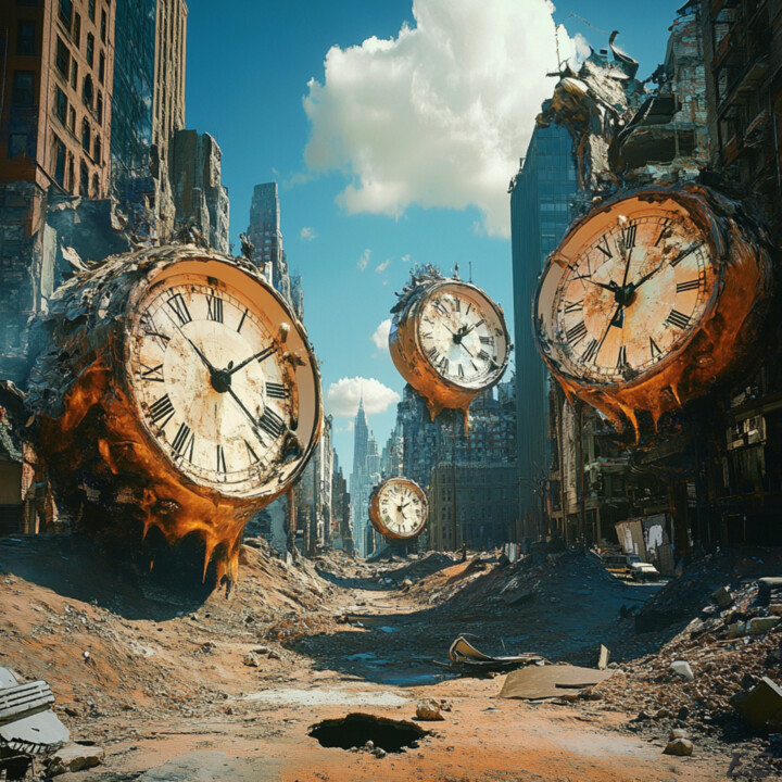 Surreal urban landscape collapse of time 数字艺术