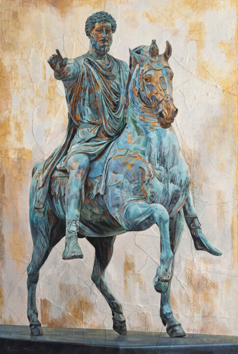 Peinture intitulée "Marco Aurelio" par Francesc Marco, Œuvre d'art originale, Acrylique Monté sur Panneau de bois