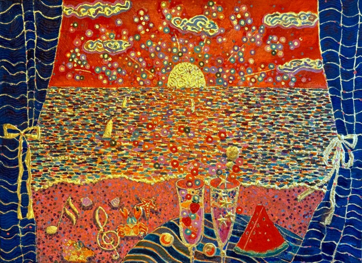 PINK BEACH 绘画, 20.9x28.6 in