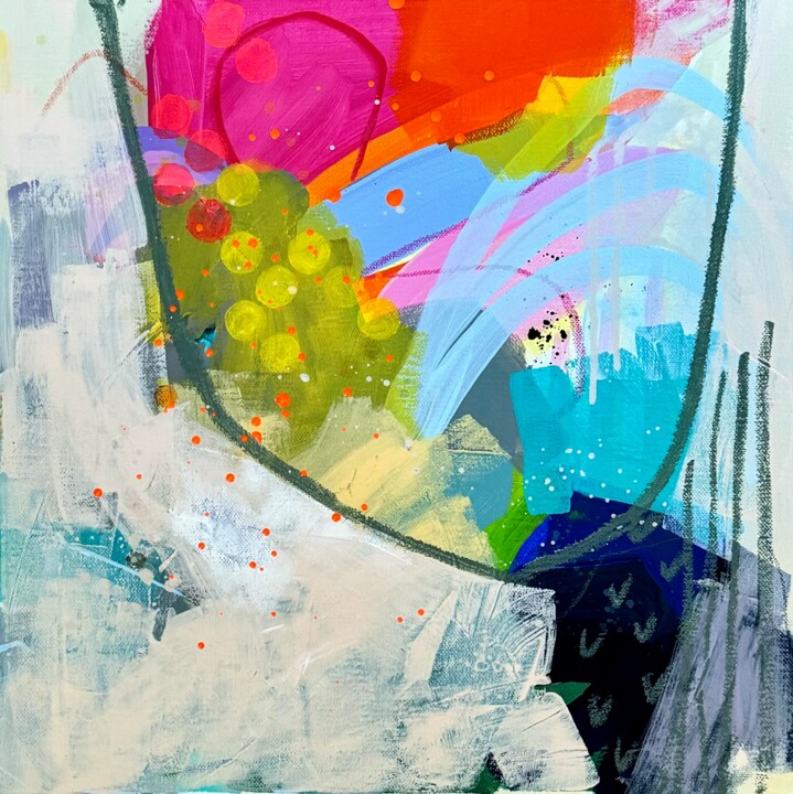 "Tulipe" Painting, 15.8x15.8 in