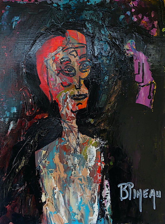 P090H32 Impuissance 绘画, 12.6x9.5 in