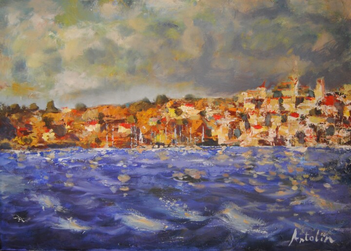 Painting titled "Tormenta" by Carlos Antolin, Original Artwork, Oil