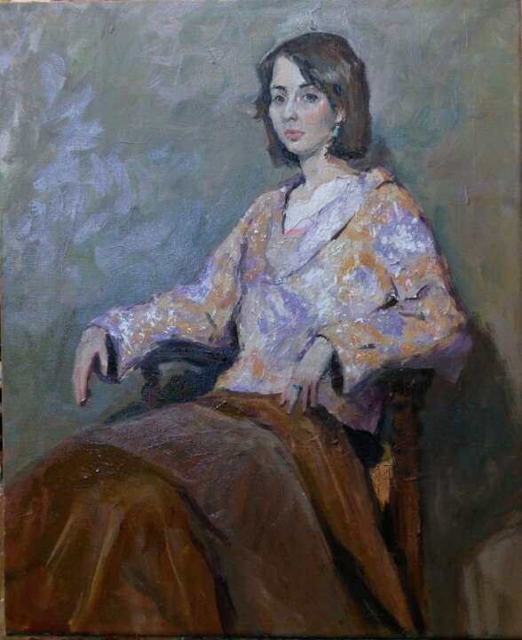 Sweet, gentle, fragile girl. Like a flower. Ann Картина, 18,1x15 in