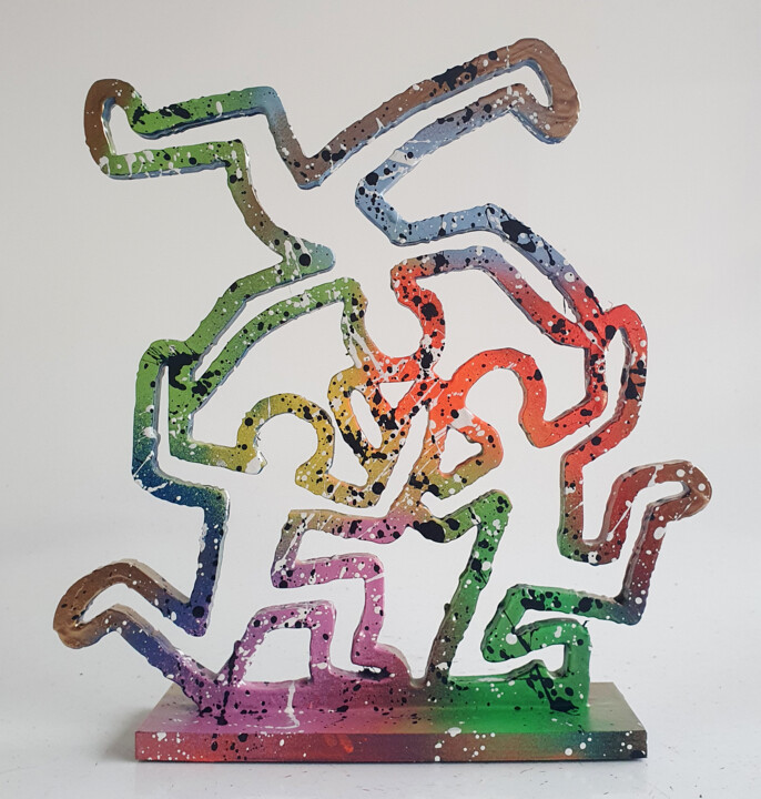 Spaco 3 Acrobates Haring, 2024 Sculpture pop street art 雕塑, 10.2x9.8 in