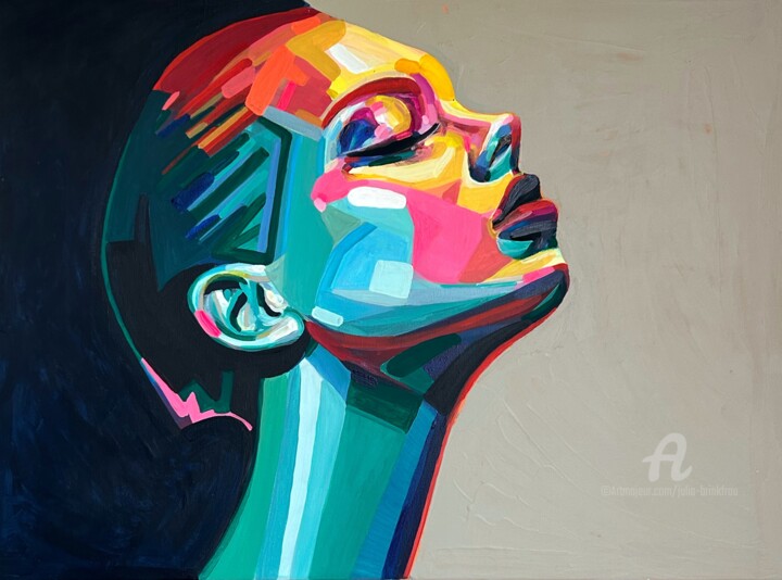 Large vivid color female portrait 绘画, 23.6x31.5 in