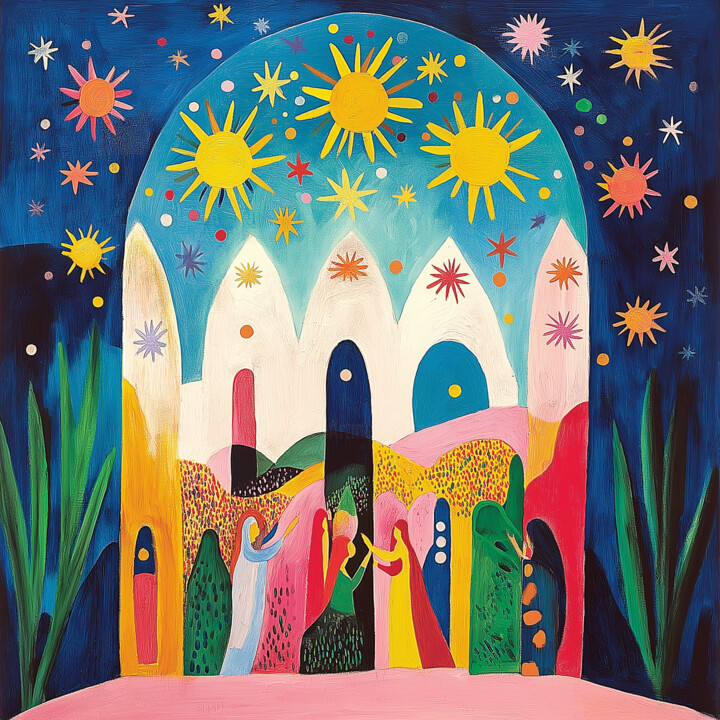 Starry Sky Over Jerusalem: Matisse-Inspired Digital Painting 数字艺术