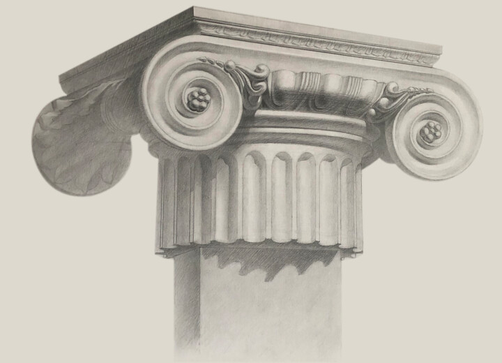 Tekening getiteld "Ionic capital" door Dmitry Klyucharev, Origineel Kunstwerk, Potlood