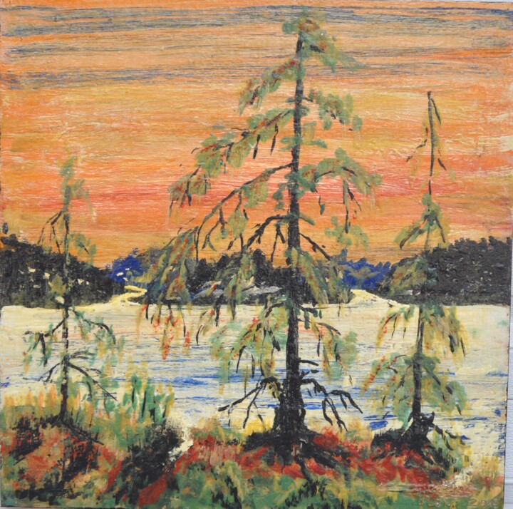 Landscape and water at Muskoka Pittura, 24x24 in