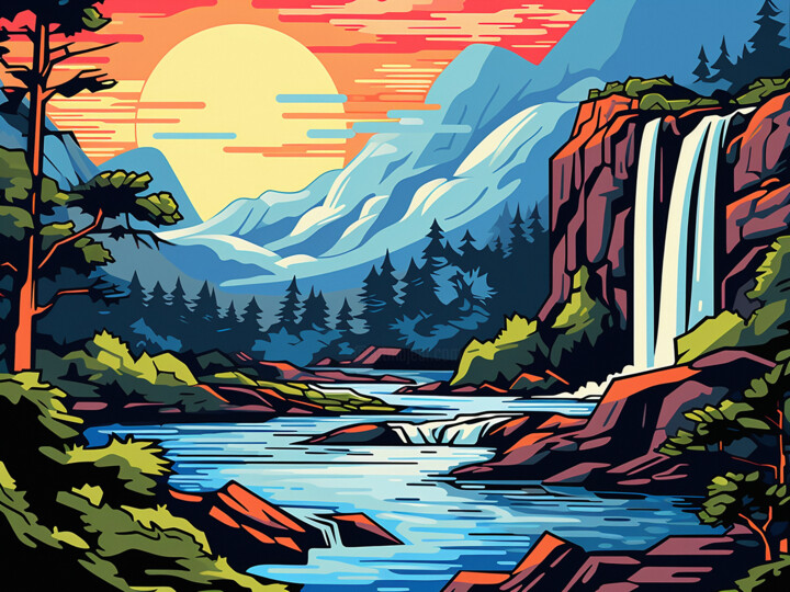 Forest waterfall Tablo, 23,6x31,5 in