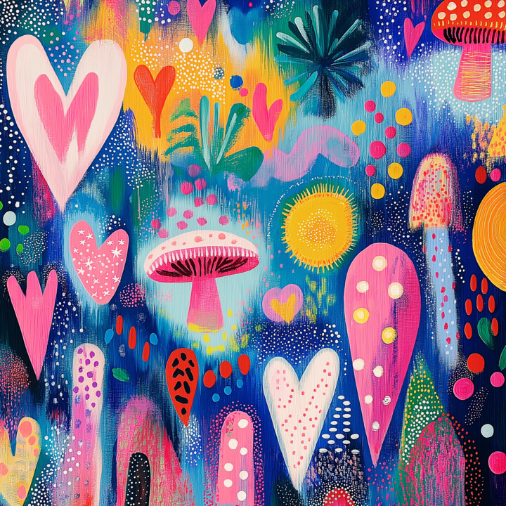 "Whimsical Love in Nature" Digital Art Print 数字艺术