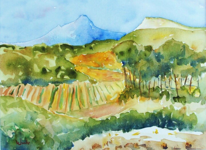 Peinture intitulée "Vers Guzargues" par Jean-Noël Le Junter, Œuvre d'art originale, Aquarelle