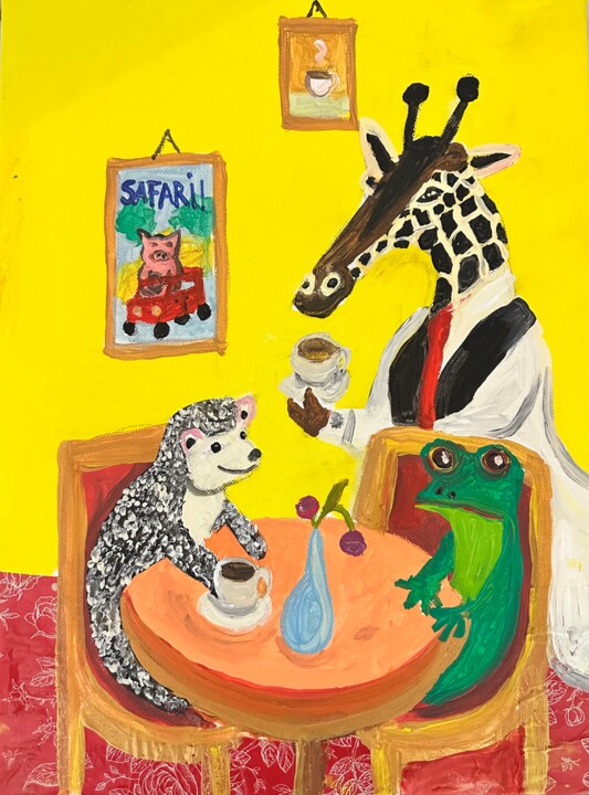 In the cafe 绘画, 15.8x11.8 in