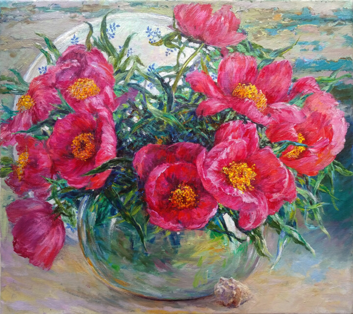Peonies 绘画, 17.7x19.7 in